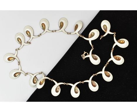 AN 'ELVIK &amp; CO' NORWEGIAN ENAMEL NECKLACE, designed as a series of white enamel links, stamped 925 S, maker’s mark E, app