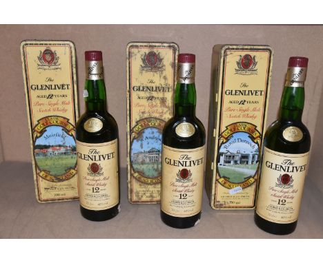 SINGLE MALT, Three Bottles of THE GLENLIVET 12 Year Old Pure Single Malt Scotch Whisky, 40% vol. 70cl, fill levels lower neck
