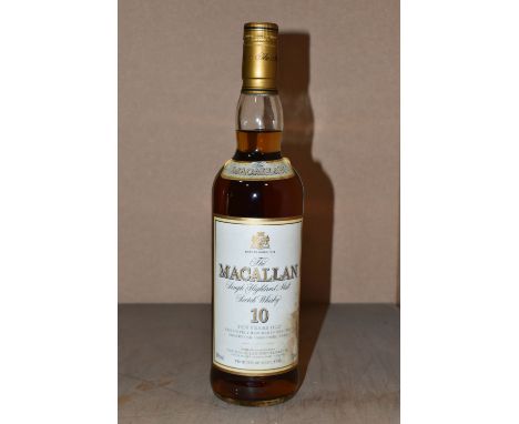 THE MACALLAN, One Bottle of The Macallan 10 Year Old Single Highland Malt Scotch Whisky, 40% vol. 700ml, fill level mid neck,