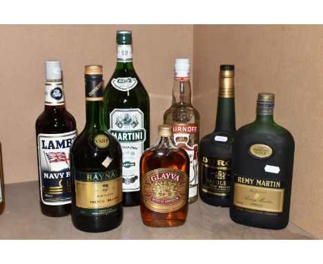 ALCOHOL, Seven Bottles of Cognac, Brandy &amp; Spirit comprising 1 x REMY MARTIN VSOP Cognac, 1970's bottling, 50cl, fill lev