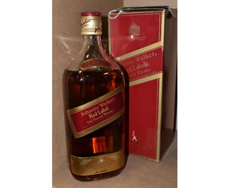 ONE 2 LITRE FLAGON OF JOHNNIE WALKER RED LABEL Old Scotch Whisky, 43% vol. fill level low shoulder, seal intact, boxed