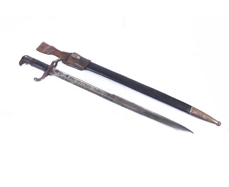 A German M65/71 Hirschfanger bayonet, by Carl Kaiser of Solingen, with the crossed sabre makers mark, Jager Bot 7/3 comp, wit