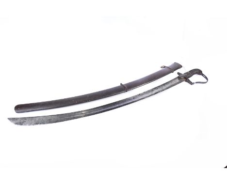 A 1796 pattern Light Cavalry Officer's sword/sabre, with large unmarked blade, approx 85cm long, leading to guard and wire gr
