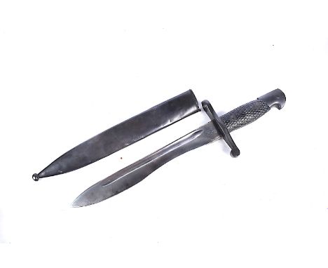 A Spanish M1941 knife bayonet, by Toledo, marked 2761 F to the blade and U to the guard, complete with steel scabbard