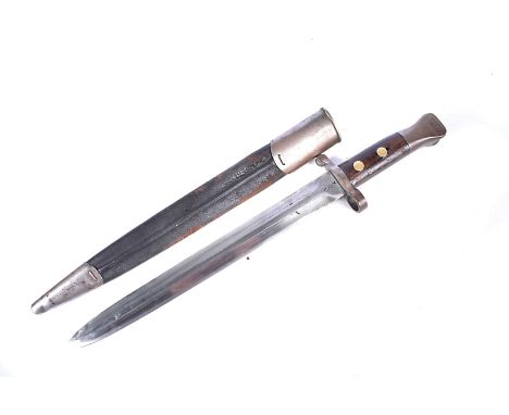 A British Lee Metford Bayonet, by Wilkinson, dated 35, With WD and VR cypher, also marked with Sold Out of Service stamp to t