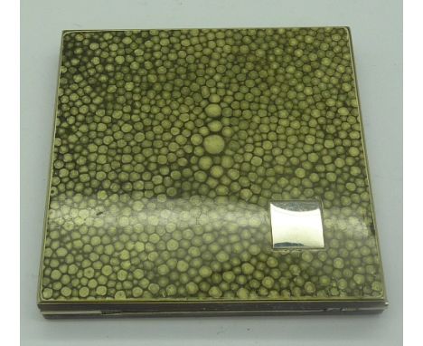 A shagreen print powder compact, marked DRGM