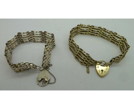 Two silver gate bracelets, weight 40g