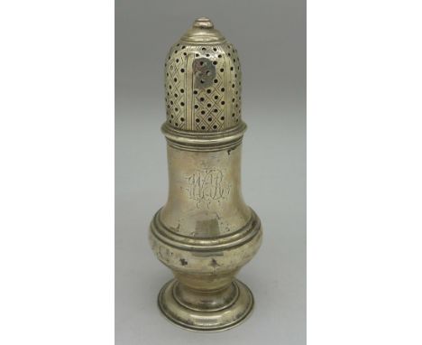 A George III silver caster, London 1762, R. Peaston, weight 91.7g