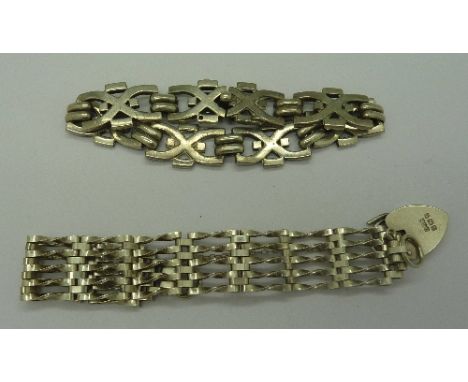 Two silver gate bracelets, weight 60.8g