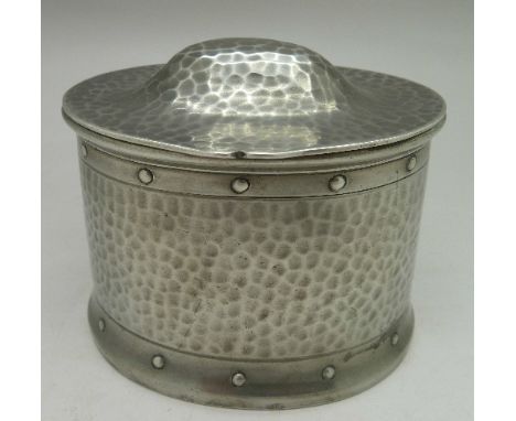 A hammered pewter Arts and Crafts caddy