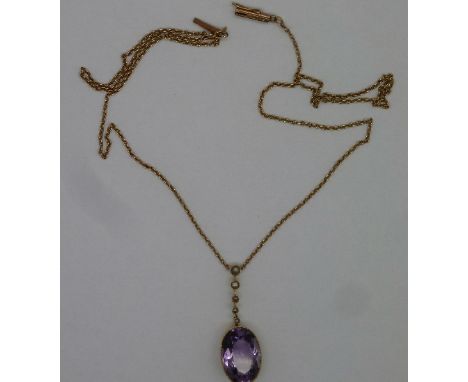 A 14ct gold, amethyst and seed pearl necklet, weight 5.3g