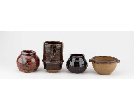 † SYLVIA HARDAKER (1930-2023) for Leach Pottery; a quartet of stoneware pots, impressed SH and pottery marks, tallest 12cm (4
