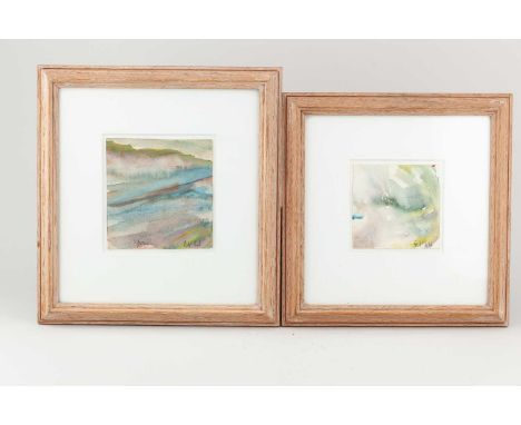 † EWEN HENDERSON (1934-2000); a watercolour study of a Spanish landscape, signed and dated 1983, 11 x 10.5cm, framed and glaz