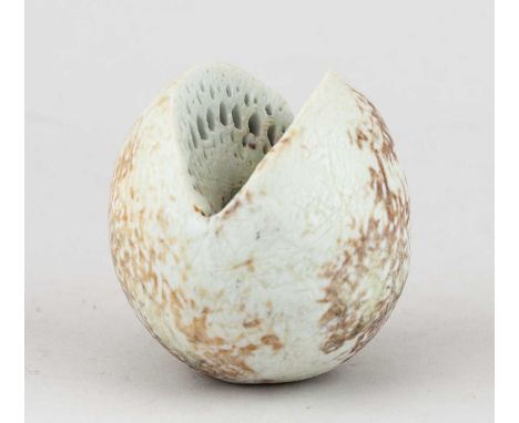 † ALAN WALLWORK (1931-2019); a small porcelain split pebble form, incised AW mark, height 8cm.Condition Report: Appears good 