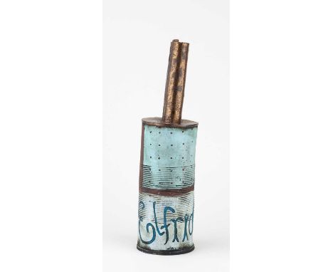 † SARAH DUNSTAN (born 1969) for Gaolyard Studios; 'Elfrida', a stoneware bottle with narrow neck partially covered in bronze 
