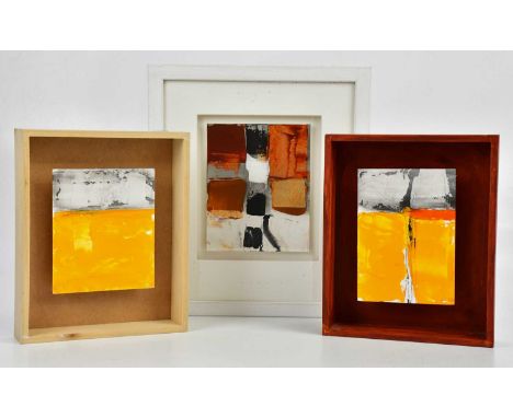 † ROBIN WELCH (1936-2019); a pair of acrylic on card studies, signed and dated 2017 verso, largest 17 x 12cm, box framed, and
