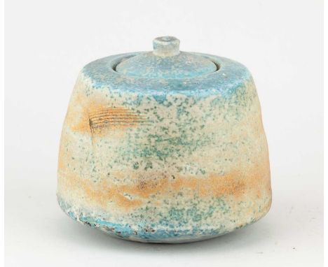 † JACK DOHERTY (born 1948) for Leach Pottery; a porcelain caddy covered in soda vapour glaze with incised decoration to one s
