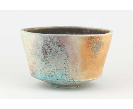† JACK DOHERTY (born 1948) for Leach Pottery; a deep porcelain bowl covered in soda vapour glaze with incised decoration to o