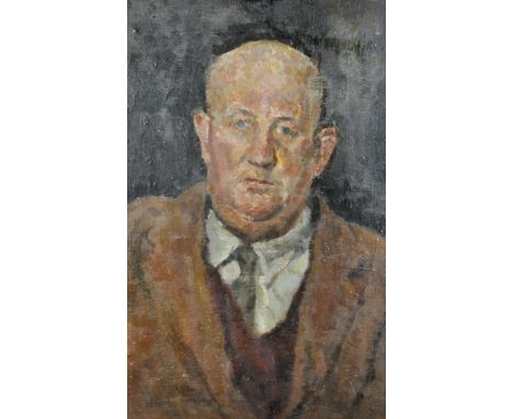 20th Century English School. Bust Portrait of a Man, Oil on Canvas laid down, 19.5" x 13".