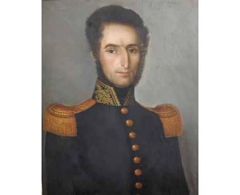 Early 19th Century French School. Portrait of an Officer in Uniform, Oil on Canvas, 27" x 22".