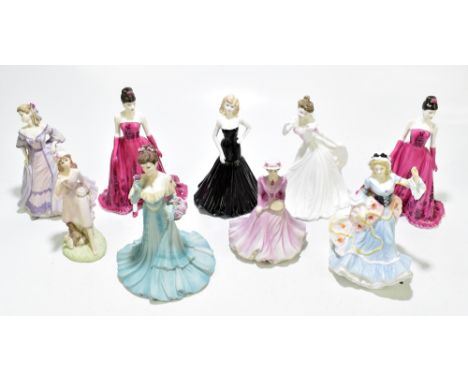 A collection of nine ceramic figures, various manufacturers to include Royal Doulton HN4324 'The Bride', HN3627 'Ladies of th