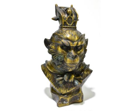 A contemporary Chinese bronzed bust representing Sun Wukong, four character seal marks to base, height 23cm.Additional Inform