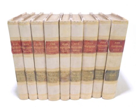 RUSKIN (J), FORS CLAVIGERA, letters to the workmen and labourers of Great Britain, 8 vols, series 1-96, 3/4 vellum with marbl