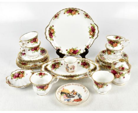 ROYAL ALBERT; an 'Old Country Roses' pattern twenty piece part tea service with two oval Royal Albert dishes and a shell shap