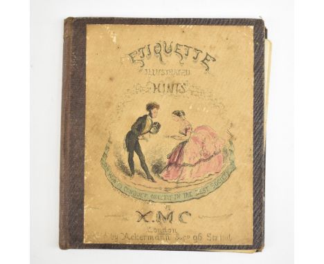 ETIQUETTE ILLUSTRATED OR HINTS ON HOW TO CONDUCT ONESELF IN THE BEST SOCIETY, hand coloured folding concertina, pictorial pap