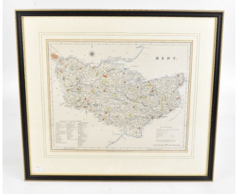 An early 19th century map of Kent, pub. G. Virtue, London 1829, 33 x 40cm, framed and glazed.Additional InformationSome imper