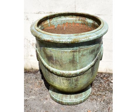 A modern Chinese earthenware garden planter/jardinière, with celadon-type glaze, height 63cm, diameter 57cm.Additional Inform