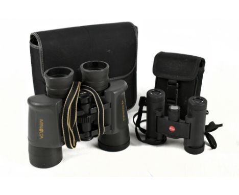 LEICA; a pair of binoculars, and a pair of Minolta Standard XL 8x40 binoculars, both in soft material cases (2).Additional In