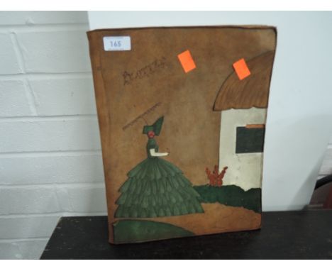 A vintage leather Blotter cover with maiden decoration