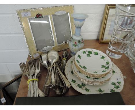 A selection of vintage ceramics and flat ware cutlery