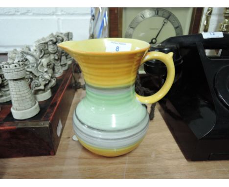 A vintage ceramic jug by Shelly in a classic green and yellow glaze