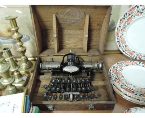 An antique typewriter The Blickensderfer No. 5, New castle on Tyne, Made in USA