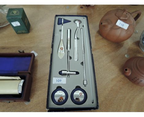A set of doctors medical or reflex - ology tools and devices