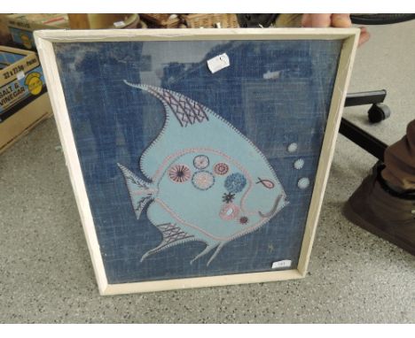 A vintage tropical fish needle work embroidery very retro
