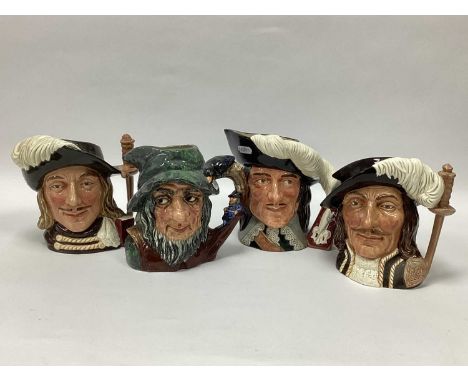 Royal Doulton Character Jugs, 'RIP Van Winkle', 'D' Artagnan' (2nd quality), 'Athos' (chipped), plus 'Aramis' (4).