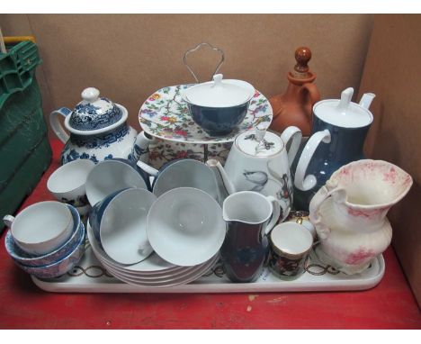 Midwinter Cake Stand, Thomas coffee ware, Churchill teapot, XIX Century jug, Secret Garden, etc:- One Tray.