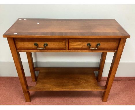 Mahogany Two Drawer Side Table, 91.5cm wide.