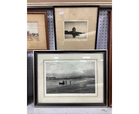 Frank Short (1857 - 1945) Fishermen in and around a boat, etching, 21 x 31cm, signed lower right, Robert Houston 'Portencross