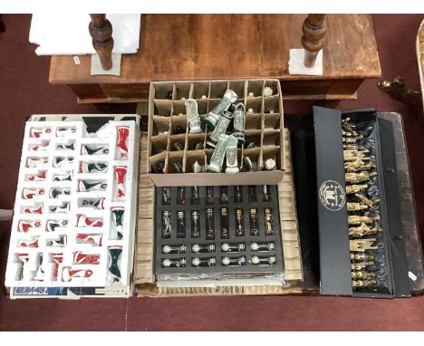 King Arthur Pottery Chess Set, Golf chess set, Art Deco style chess set, one other chess set:- One Box.