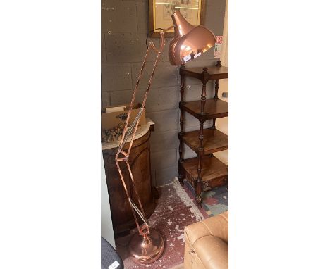 Large copper effect anglepoise style reading lamp 