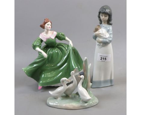 2 Nao figures together with a Coalport lady figure 