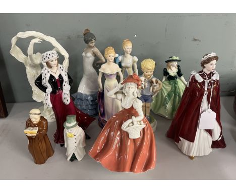 Collection of Royal Worcester figurines together with Lladro etc 
