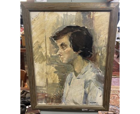 Signed framed oil portrait by Ann Palmer RA 