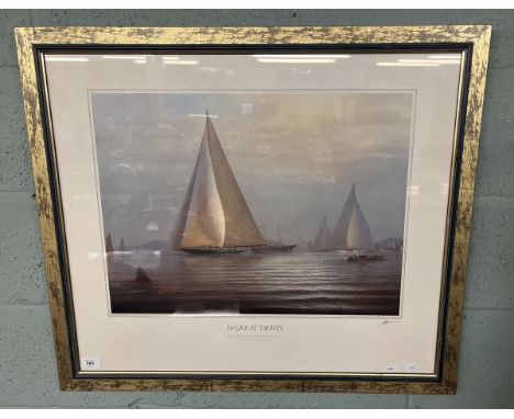 Framed print - The Great Yachts by Tim Thompson pencil signed 