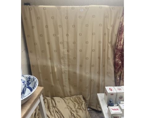 Pair of Clive Christian curtains with liners from stately home - Gold and cream satin and cotton, this pattern currently reta