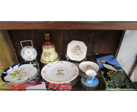 Shelf of china to include Royal Worcester, Wedgwood, Wade etc